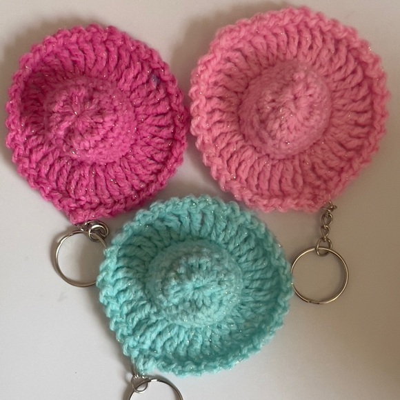 Handcrafted Turquoise Crochet Keychain - Picture 3 of 6